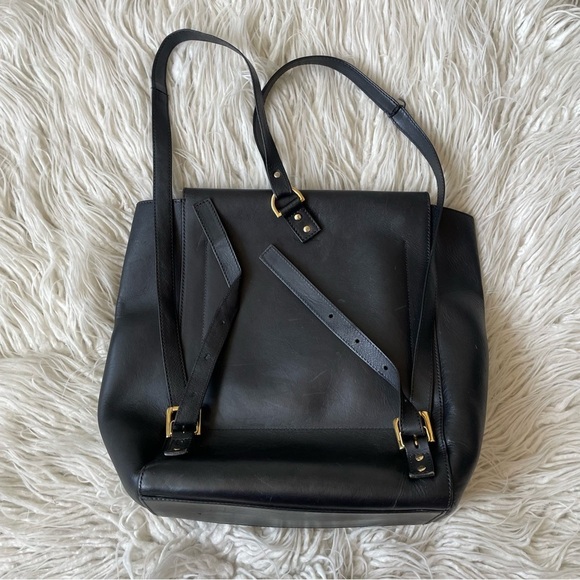 Sophie Hulme Black Leather Single Soft Flap Gold Tone Hardware Backpack main image 7